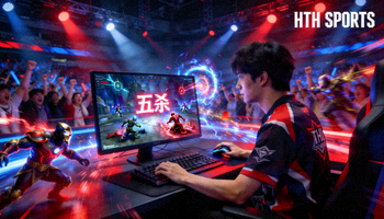 HTH SPORTS战队ADC选手在比赛中豪取五杀的精彩操作画面